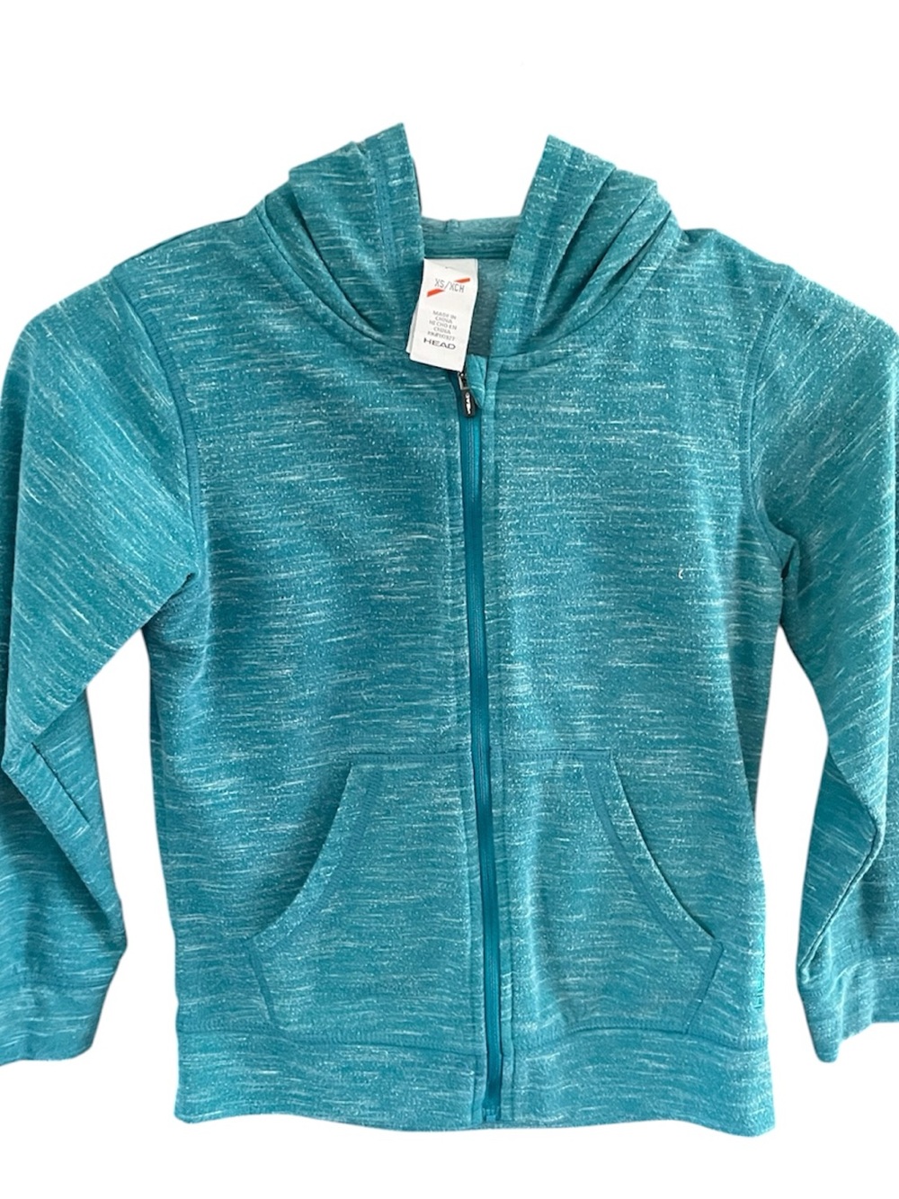 Head Teal Zip Front Hooded Sweatshirt for Kids